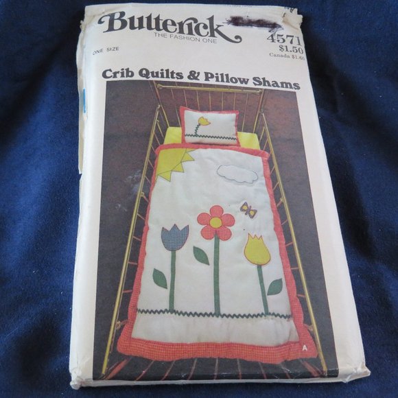 BUTTERICK 4571 Crib QUILTS & PILLOW Shams One Size UNCUT (#918) - Picture 1 of 4